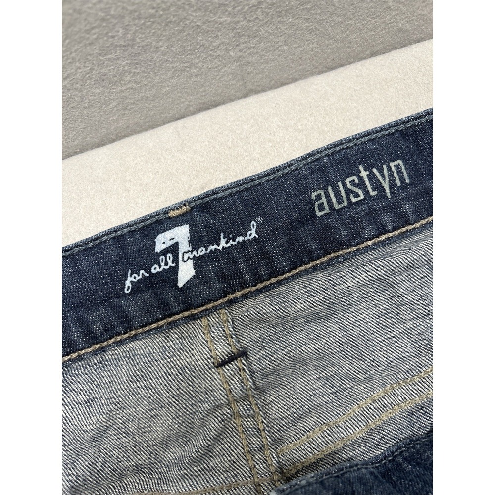 7 For All Mankind Austyn Straight Leg Jeans Dark Wash Men Size 40x32 Stretch - Picture 3 of 10
